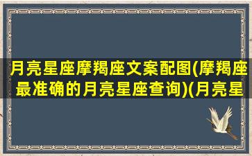 月亮星座摩羯座文案配图(摩羯座最准确的月亮星座查询)(月亮星座 摩羯座)